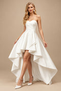 Rutipo Ivory Ball-Gown Sweetheart Symmetrical Satin Wedding Dresses With Cascading Ruffles