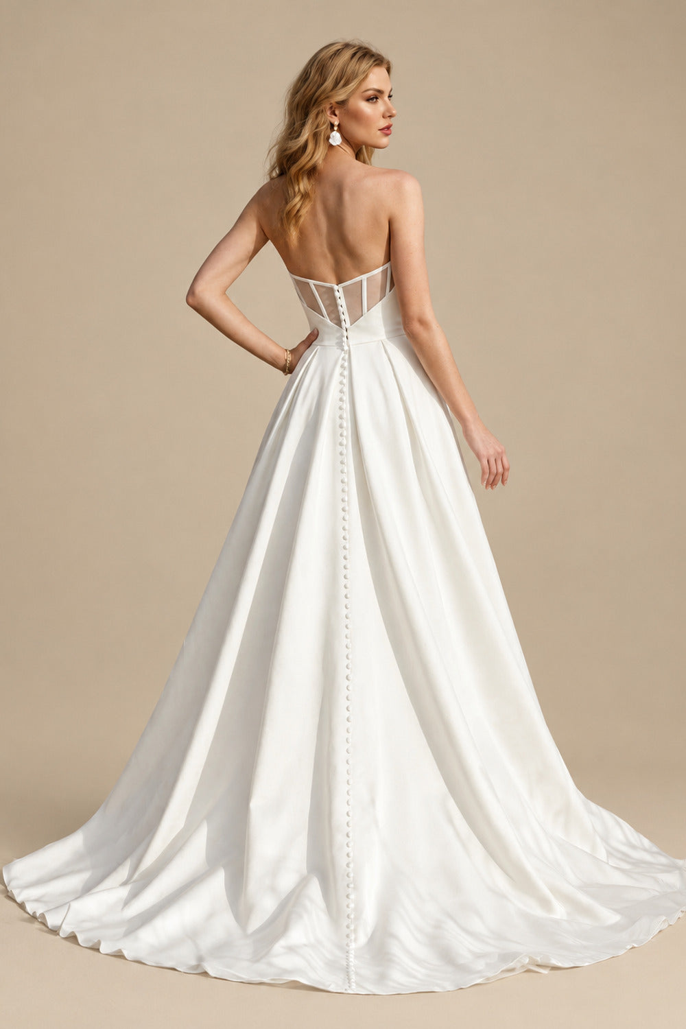 Rutipo Ivory A-Line Sweetheart Vintage Satin Wedding Dresses With Split Front