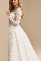 Rutipo As Picture Luxury Lace Long Sleeves Slit Wedding Dresses