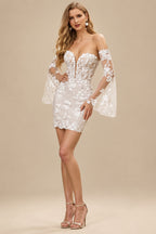 Rutipo As Picture A-Line Sweetheart Long Sleeves Lace Wedding Dresses With Detachable Train