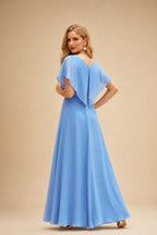 Rutipo Ivory Sheath/Column Short Sleeves Floor-Length Lace Wedding Dresses