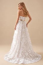 Rutipo As Picture Beach A-Line Sweetheart Lace Wedding Dresses With Split Front