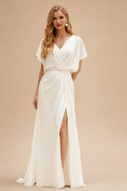 Rutipo Ivory Exquisite Ruched One-Shoulder Illusion Corset Wedding Dresses With 3D Floral