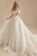 Rutipo As Picture Ball-Gown Off-The-Shoulder Long Sleeves Lace/Tulle Wedding Dresses