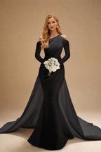 Rutipo Black Long Sleeves Trumpet/Mermaid Beading Wedding Dresses