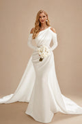 Rutipo Ivory Long Sleeves Trumpet/Mermaid Beading Wedding Dresses