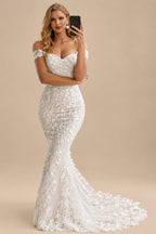Rutipo As Picture Trumpet/Mermaid Off-The-Shoulder Sleeveless Lace Wedding Dresses