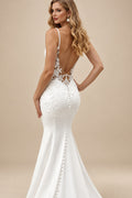 Rutipo Ivory Trumpet/Mermaid Sleeveless Sweep Train Elastic Satin Wedding Dresses