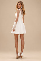 Rutipo Ivory A-Line Square Neckline Sleeveless Short/Mini Satin Wedding Dresses