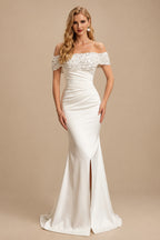Rutipo Ivory Off-The-Shoulder Trumpet/Mermaid Sequined Wedding Dresses