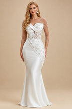 Rutipo As Picture Trumpet/Mermaid V-Neck 3/4 Sleeves Lace/Satin Wedding Dresses With Beading/Appliques Lace