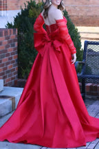 Sabriel | Red Sweetheart Satin Beaded Long Prom Dress With Split by KissProm