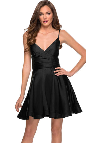 Vestido de satén con escote en V y corsé para fiesta de bienvenida SYH73 