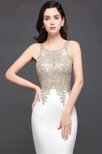 Scoop Chiffon Appliques Mermaid Prom Dress by misshow.com