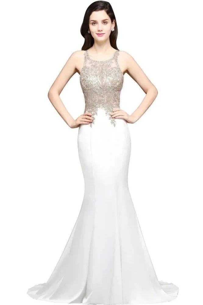 Scoop Chiffon Appliques Mermaid Prom Dress by misshow.com