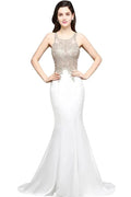 Scoop Chiffon Appliques Mermaid Prom Dress by misshow.com