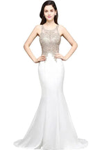 Scoop Chiffon Appliques Mermaid Prom Dress by misshow.com