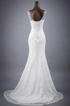 Scoop Neck Appliques Lace Trumpet/Mermaid Wedding Dress WD154 by pgmdress