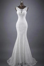 Scoop Neck Appliques Lace Trumpet/Mermaid Wedding Dress WD154 by pgmdress