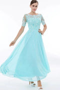 Scoop Neck Short Sleeves Beading Appliques Prom Dress Evening Dresses PG324 by pgmdress