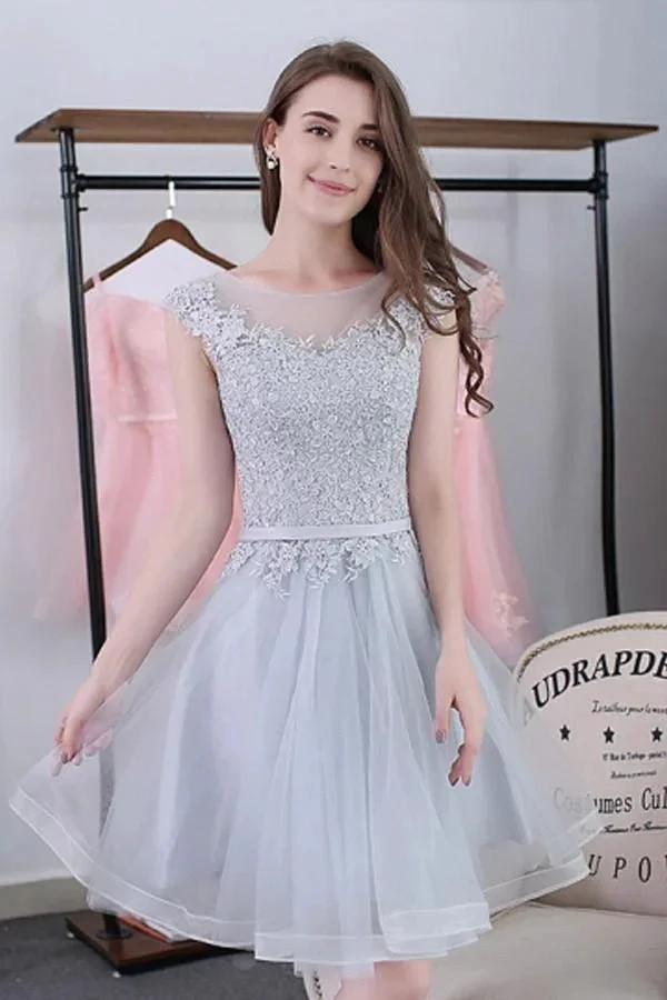 Scoop Sashes Appliques Mini Homecoming Dress Short Prom Dresses PG119 by pgmdress