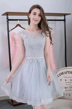 Scoop Sashes Appliques Mini Homecoming Dress Short Prom Dresses PG119 by pgmdress