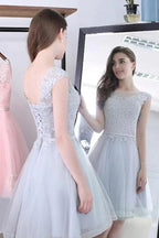 Scoop Sashes Appliques Mini Homecoming Dress Short Prom Dresses PG119 by pgmdress