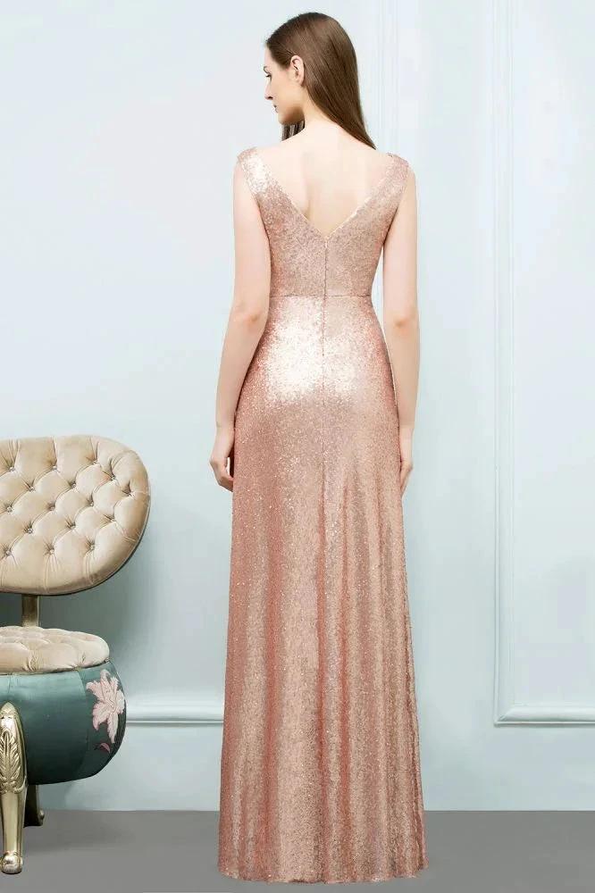 Scoop Sleeveless A-line Floor Length Sequined Prom Dresses by misshow.com