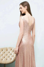Scoop Sleeveless A-line Floor Length Sequined Prom Dresses by misshow.com