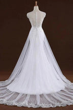 Sequine Appliques Tulle Pretty Mermaid Elegant Wedding Dresses by misshow.com