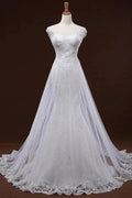 Sequine Appliques Tulle Pretty Mermaid Elegant Wedding Dresses by misshow.com
