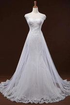 Sequine Appliques Tulle Pretty Mermaid Elegant Wedding Dresses by misshow.com