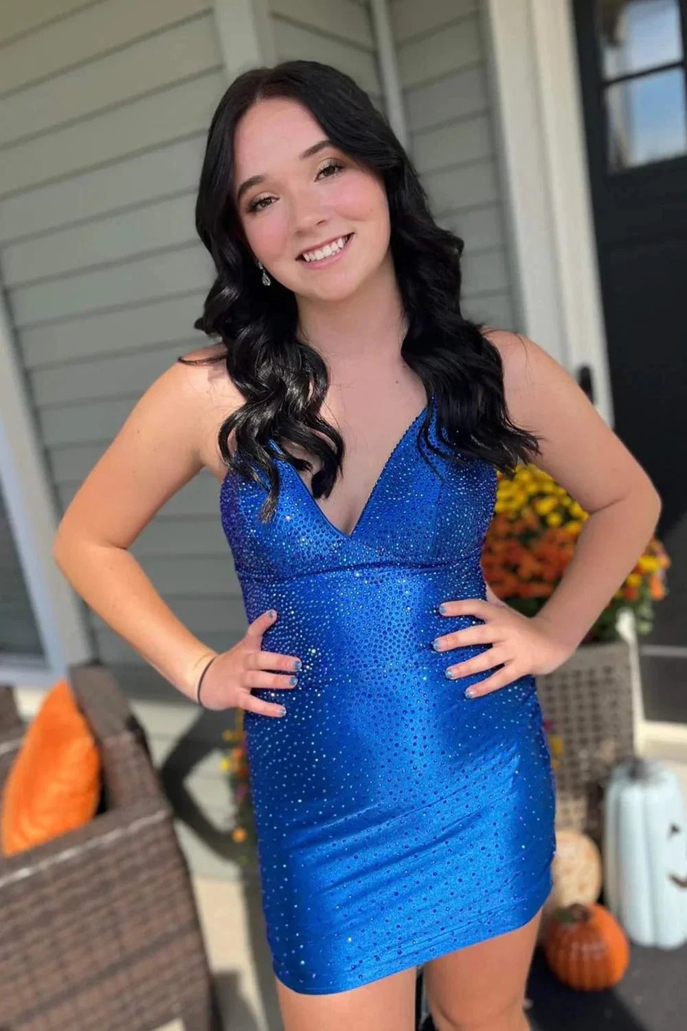 Spaghetti Straps Beaded Lace Up Homecoming Dress by KissProm