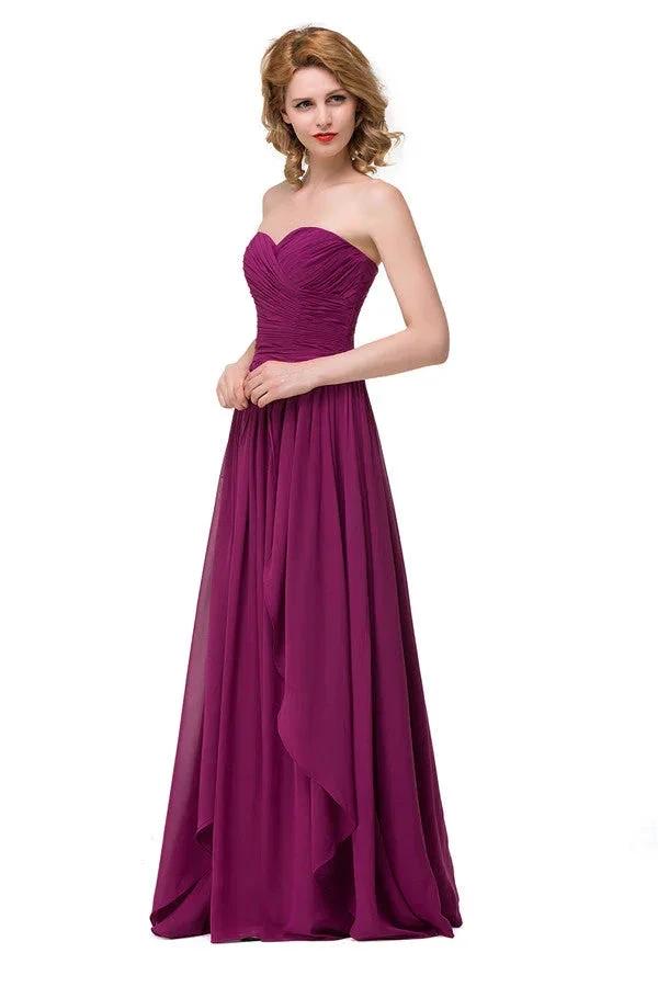 Sexy A-line Floor-length Sweetheart Ruffle Chiffon Bridesmaid Dresses by misshow.com