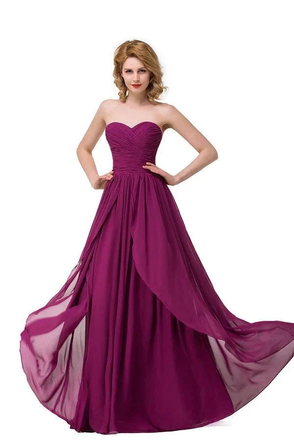 Sexy A-line Floor-length Sweetheart Ruffle Chiffon Bridesmaid Dresses by misshow.com
