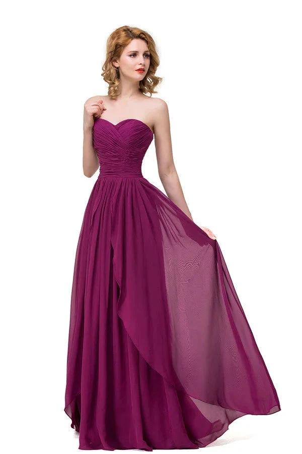 Sexy A-line Floor-length Sweetheart Ruffle Chiffon Bridesmaid Dresses by misshow.com