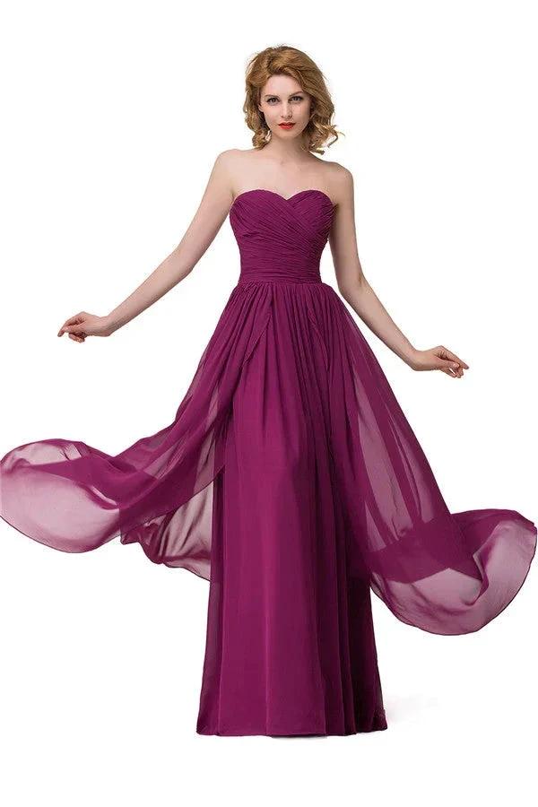Sexy A-line Floor-length Sweetheart Ruffle Chiffon Bridesmaid Dresses by misshow.com
