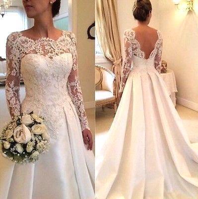 Sexy A-line Wedding Dresses with Sleeves Lace