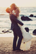 Vestidos de Noiva de Praia com Renda, Cauda de Sereia, Sexy e Sem Costas WD211