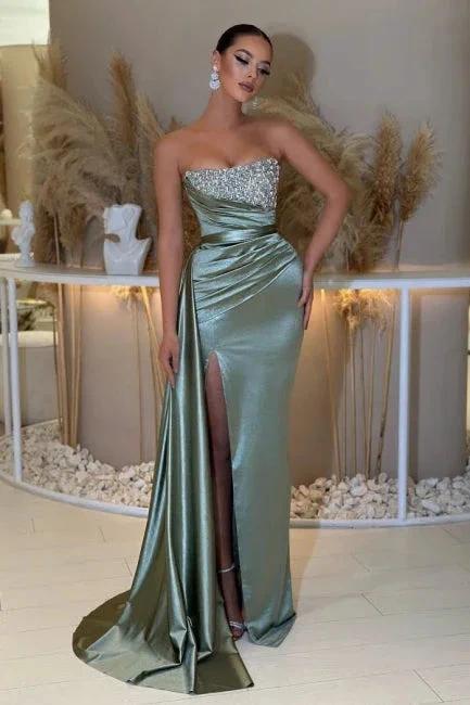Sexy beautiful sleeveless column satin evening dresses beading by misshow.com