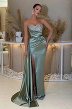 Sexy beautiful sleeveless column satin evening dresses beading by misshow.com