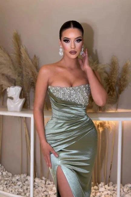 Sexy beautiful sleeveless column satin evening dresses beading by misshow.com