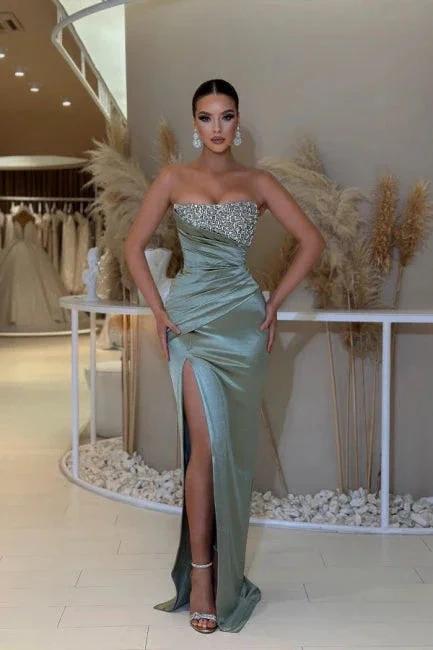 Sexy beautiful sleeveless column satin evening dresses beading by misshow.com