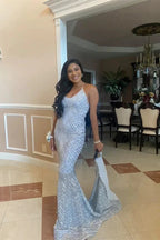 Sexy Criss-cross Straps Halter Sleeveless Mermaid Prom Dress With Applique by misshow.com