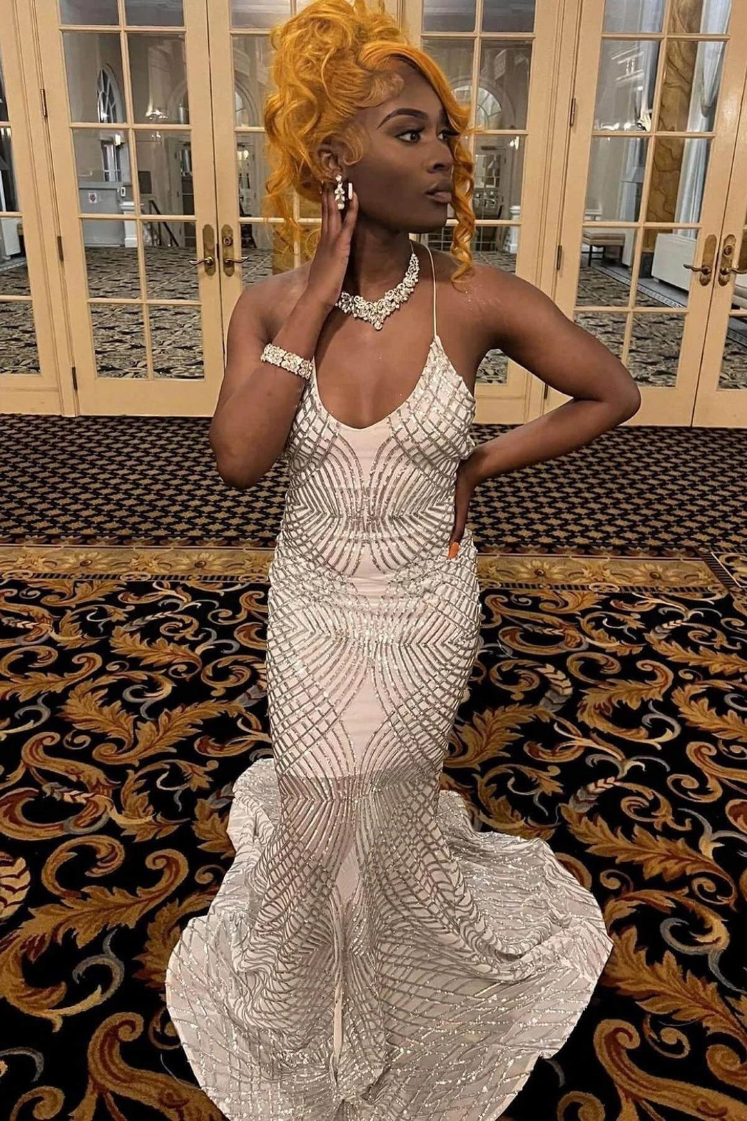 Sexy Criss-cross Straps Halter Sleeveless Mermaid Prom Dress With Applique by misshow.com