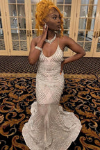 Sexy Criss-cross Straps Halter Sleeveless Mermaid Prom Dress With Applique by misshow.com