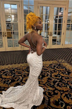 Sexy Criss-cross Straps Halter Sleeveless Mermaid Prom Dress With Applique by misshow.com