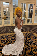 Sexy Criss-cross Straps Halter Sleeveless Mermaid Prom Dress With Applique by misshow.com