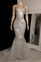 Sexy Criss-cross Straps Halter Sleeveless Mermaid Prom Dress With Applique by misshow.com