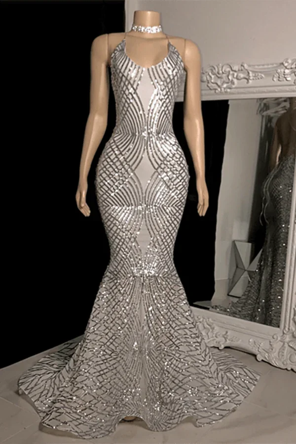 Sexy Criss-cross Straps Halter Sleeveless Mermaid Prom Dress With Applique by misshow.com